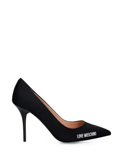 Love Moschino Logo-print Pointed-toe Pumps In Black