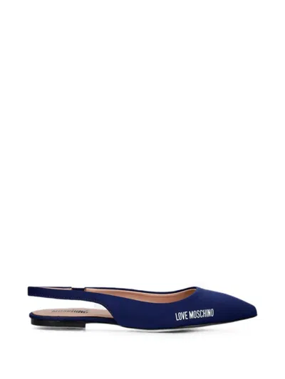 Love Moschino Logo-print Slingback Pumps In Blue