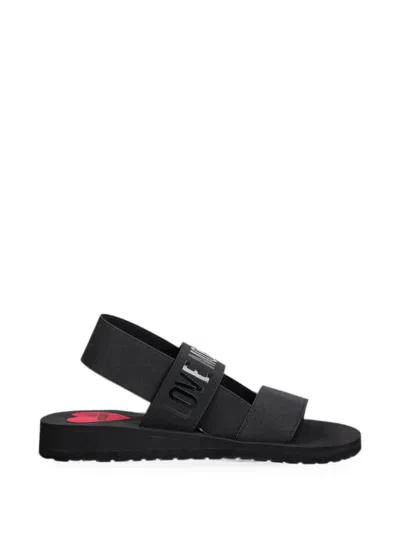 Love Moschino Logo-print Slingback Sandals In Black