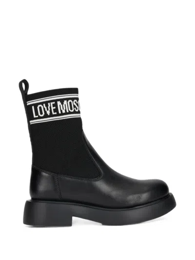 Love Moschino Logo-print Sock-style Boots In Multi