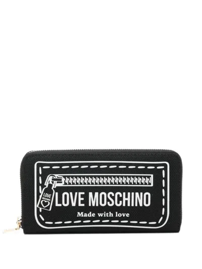 Love Moschino Logo-print Zip-around Wallet In Black