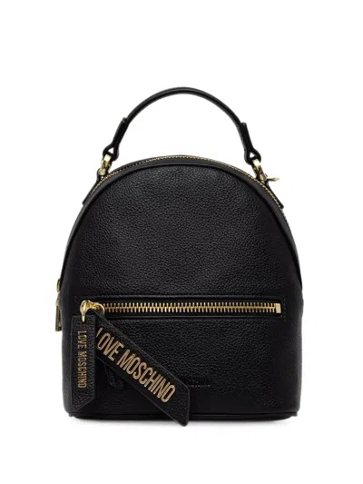 Love Moschino Logo-tag Pebbled Backpack In Black