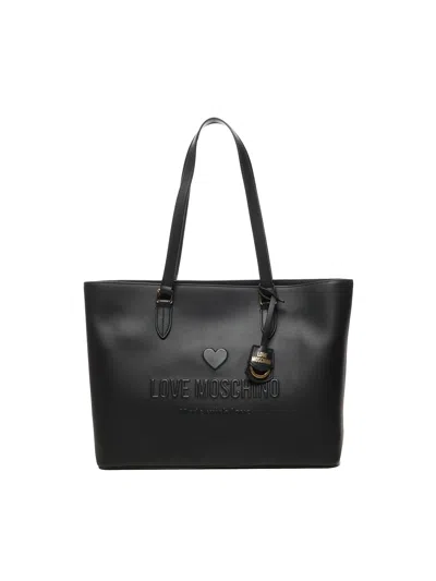 Love Moschino Love Embossed Black Tote Bag