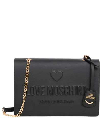 Love Moschino Love Embossed Shoulder Bag In Black