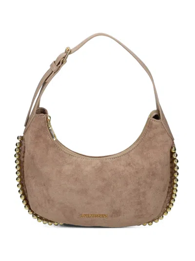 Love Moschino Love Stud-embellished Shoulder Bag In Brown