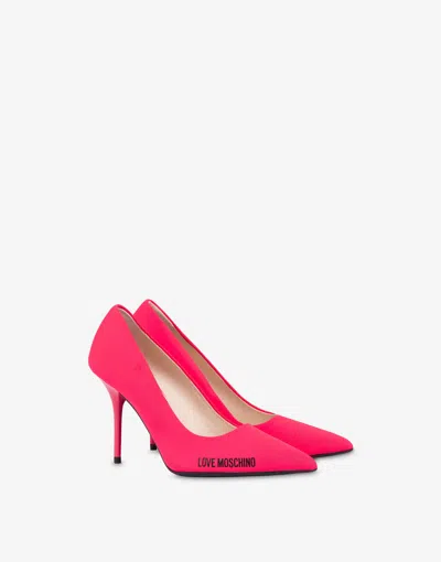 Love Moschino Lycra Pumps Rubber Logo In Red