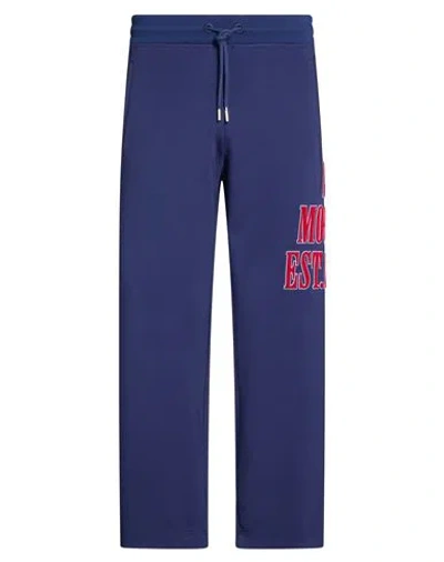 Love Moschino Man Pants Blue Size M Polyester, Viscose, Elastane