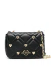 Love Moschino Quilted Shoulder Bag With Heart Embellishments In 黑色