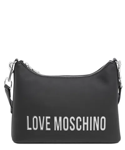 Love Moschino Maxi Lettering Hobo Bag In Black