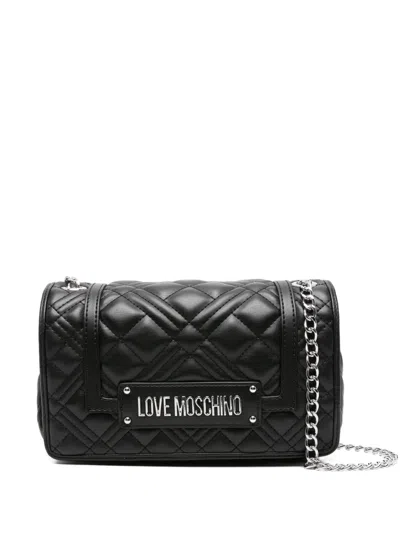 Love Moschino Medium Logo-plaque Cross Body Bag In Black