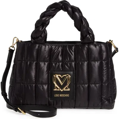 Love Moschino Medium Quilted Tote In Black