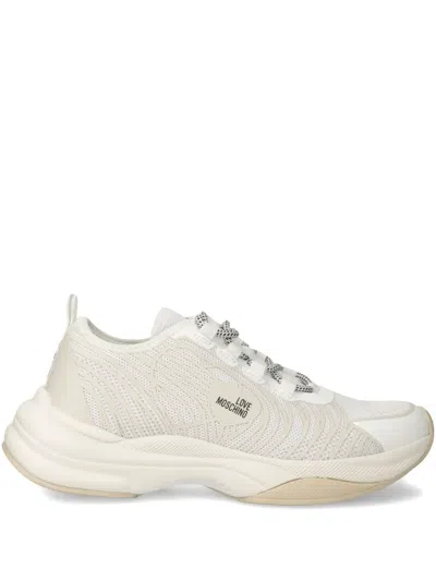 Love Moschino Mesh-panelled Sneakers In Weiss