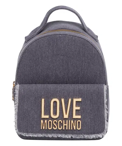 Love Moschino Metal Logo Backpack In Blue