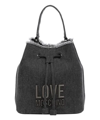 Love Moschino Metal Logo Bucket Bag In Black