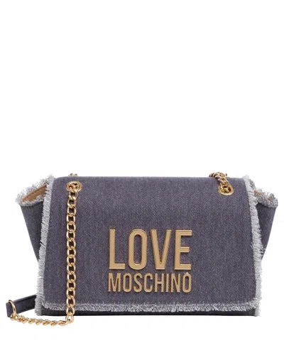 Love Moschino Metal Logo Shoulder Bag In Gray