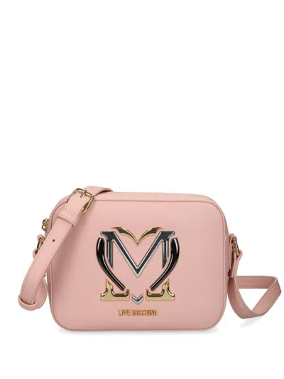 Love Moschino Metal Monogram Logo Cross Body Bag In 粉色