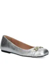 Love Moschino Metallic Ballerina Shoes In Silver