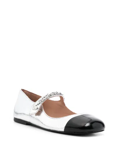 Love Moschino Metallic Ballet Flats In 银色