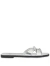 Love Moschino Metallic-leather Slides In Silber