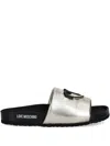 Love Moschino Metallic Slides In Gold
