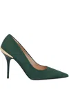 Love Moschino Metallic-trim Suede Pumps In Green