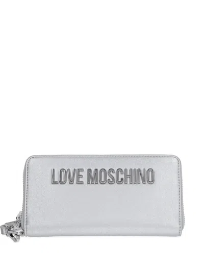 Love Moschino Metallic Wallet In Silver