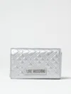 Love Moschino Logo-lettering Quilted Cross Body Bag In Silver