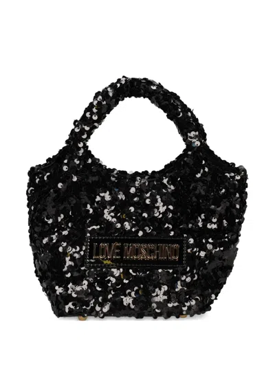 Love Moschino Mini Sequin Top-handle Tote Bag In Black