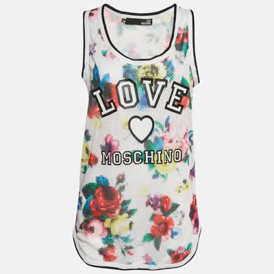 Pre-owned Love Moschino Multicolor Abstract Print Mesh Tank Top L