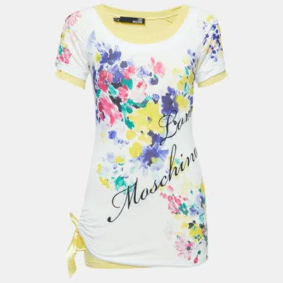 Pre-owned Love Moschino Multicolor Floral Print Knit Inlay T-shirt S