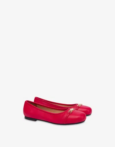 Love Moschino Nappa Leather Ballet Flats In Red