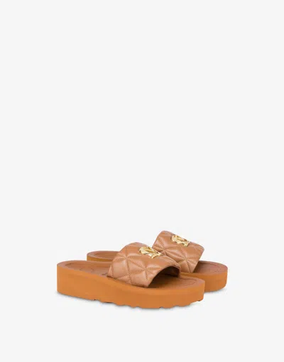 Love Moschino Nappa Sandals Lm Monogram In Brown