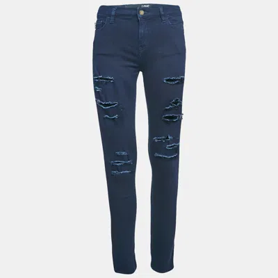 Pre-owned Love Moschino Navy Blue Ripped Denim Skinny Jeans M Waist 29"