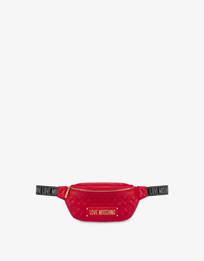 Love Moschino New Shiny Quilted Waist Bag In Red