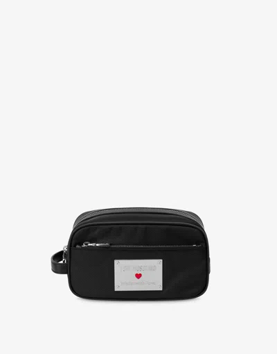 Love Moschino Nylon Beauty Case In Black