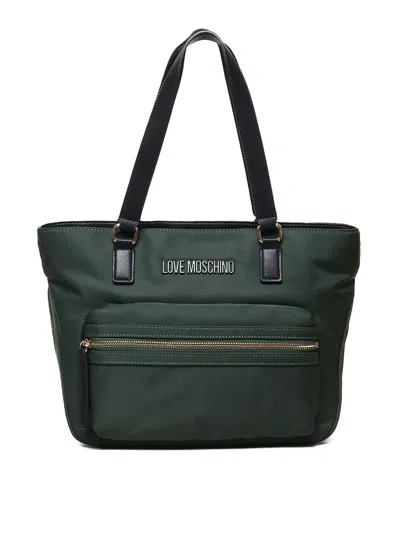 Love Moschino Nylon Tote Bag In Green