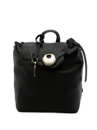 Love Moschino Padlock-detail Pebbled Backpack In Black