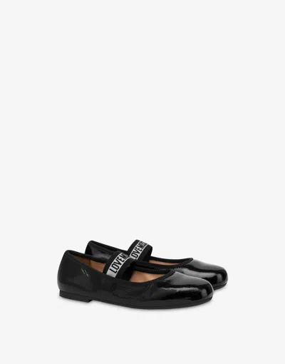Love Moschino Patent Leather Ballet Flats In Black