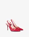 Love Moschino Patent Slingbacks Love Chain Strap In Red