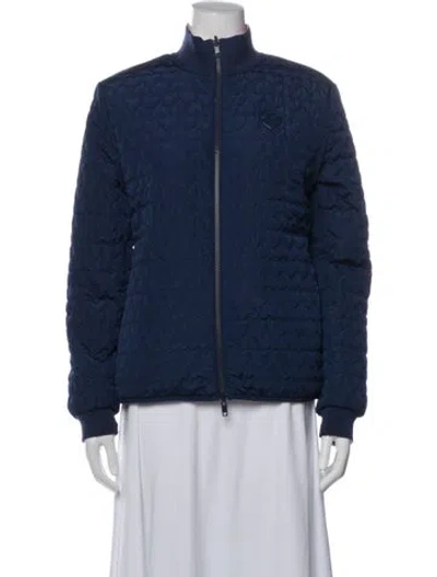 Pre-owned Love Moschino Patterned Bomber Jacket In Blue