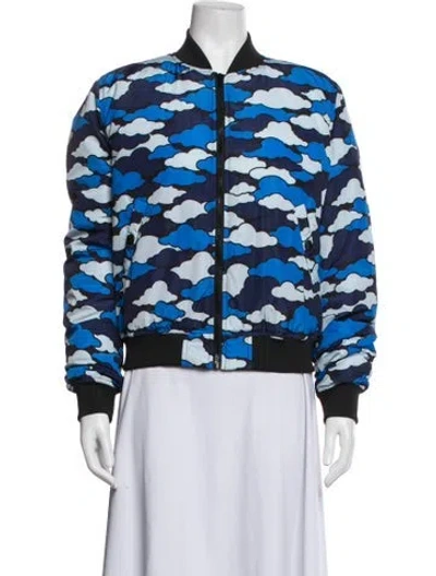 Pre-owned Love Moschino Patterned Bomber Jacket In Blue