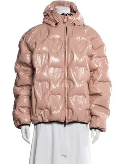 Pre-owned Love Moschino Patterned Down Jacket In Pink