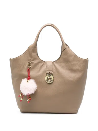 Love Moschino Pebbled Pompom-charm Tote Bag In Animal Print