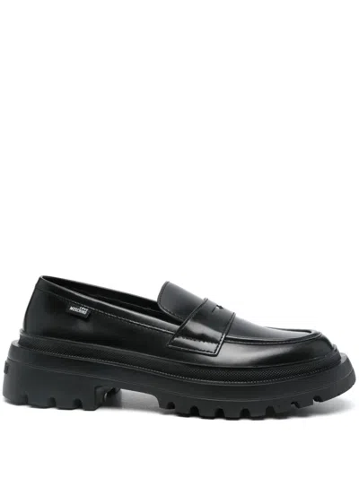 Love Moschino Almond Toe Penny Slot Loafers In Black