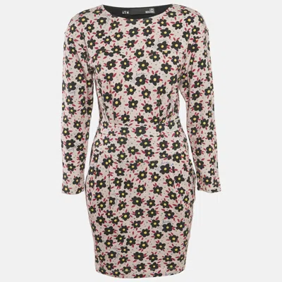Pre-owned Love Moschino Pink Floral Print Cotton Jersey Mini Dress S