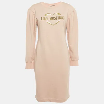 Pre-owned Love Moschino Pink Lurex Knit Crewneck Dress S