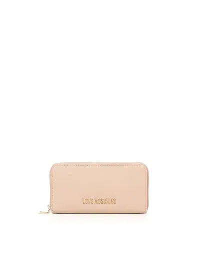 LOVE MOSCHINO LOVE MOSCHINO PINK ZIP AROUND WALLET WITH LOGO