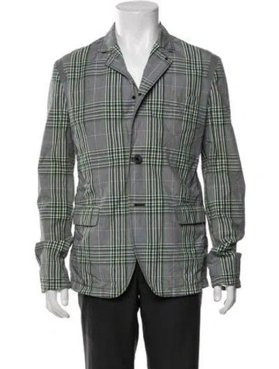 Pre-owned Love Moschino Plaid Print Blazer In Green