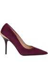 Love Moschino Pointed-toe Metallic-detail Pumps In Red