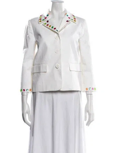 Pre-owned Love Moschino Polka Dot Print Blazer In White